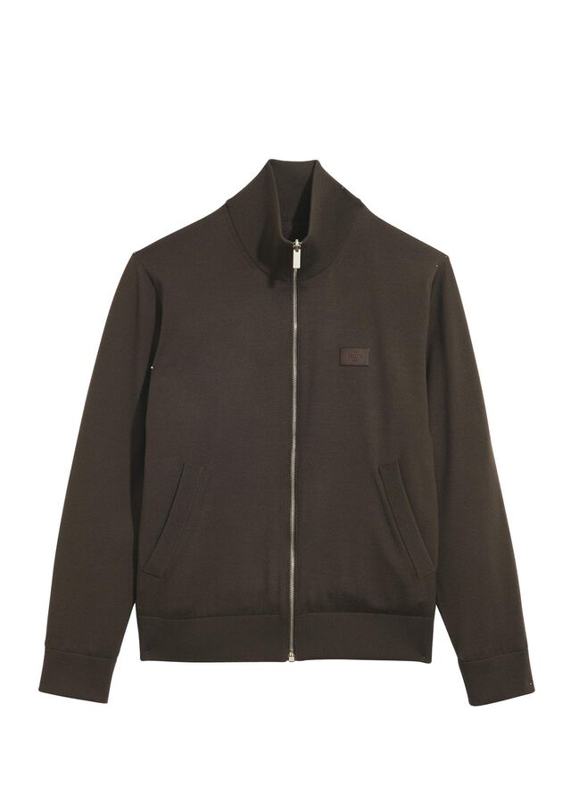 Reversible Wool & Scritto Nylon Tracksuit Blouson, EARTH BROWN, hi-res 2
