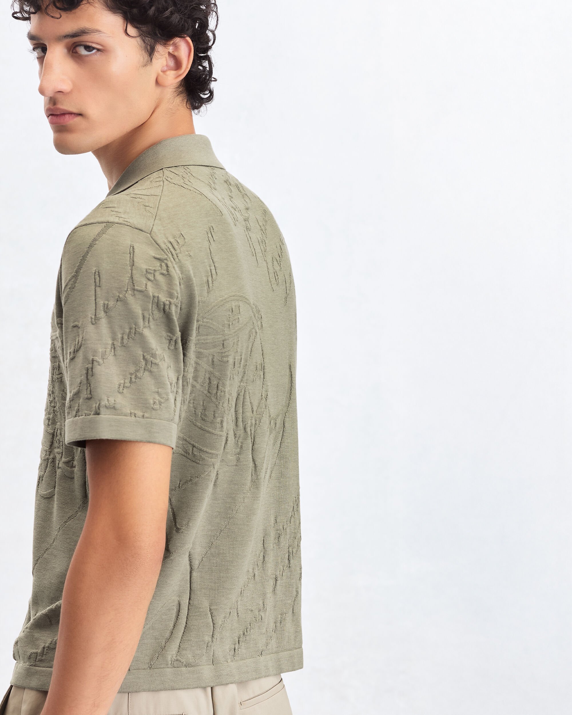 Diagonal Scritto Pattern Polo, Salvia, hi-res