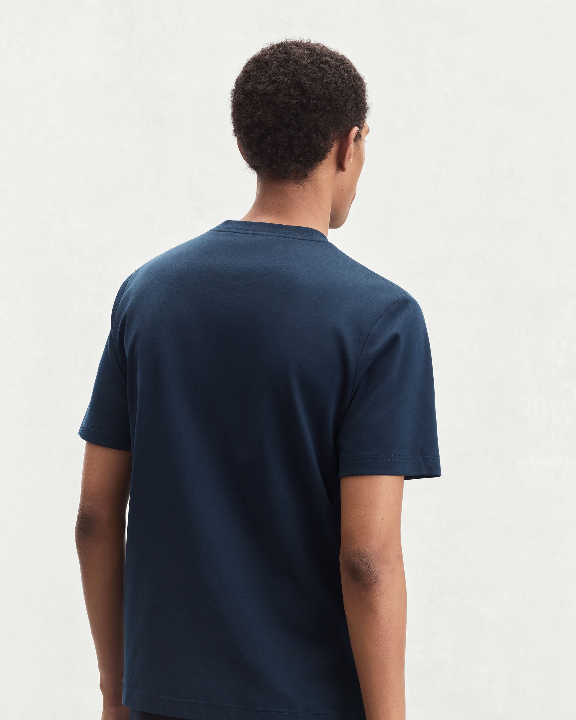 T-Shirt &agrave; Poche avec D&eacute;tail en Cuir, Marine, hi-res