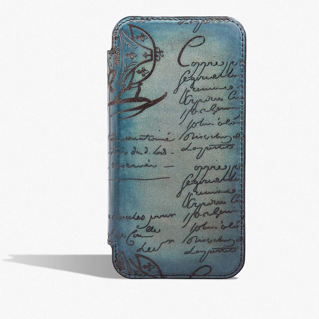 Scritto Leather iPhone 15 Pro Folio, STONE DENIM, hi-res 1