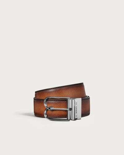 B Volute Reversible Belt, Mogano & Nero Grigio, hi-res