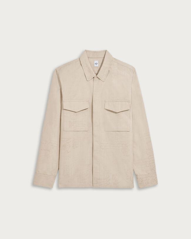 Scritto Pattern Overshirt, Natural Beige, hi-res