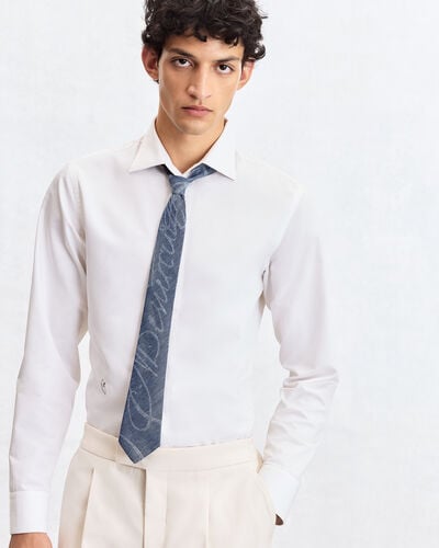 Giant Scritto Pattern Herringbone Tie, Steel Blue, hi-res