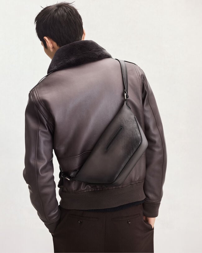 Toujours Soft Zipped Hobo XS Messenger, Charcoal, hi-res