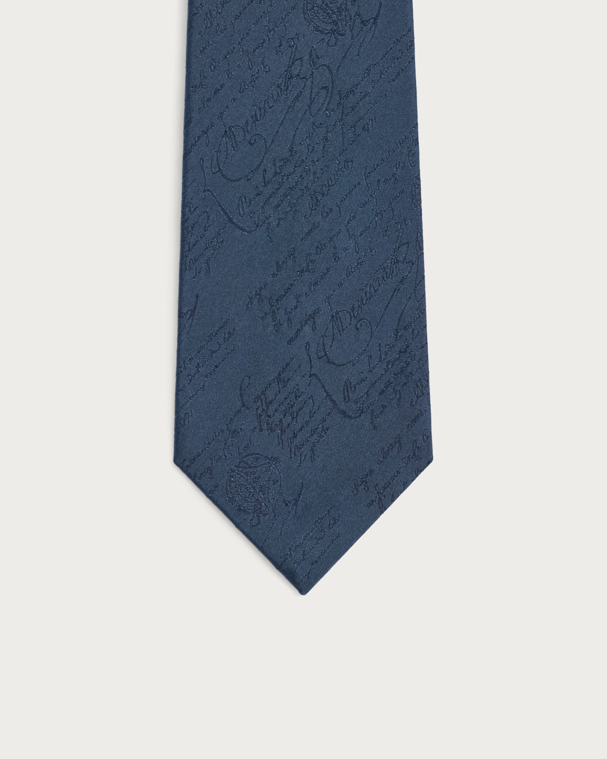 Classic Scritto Pattern Tie, Dim Blue, hi-res