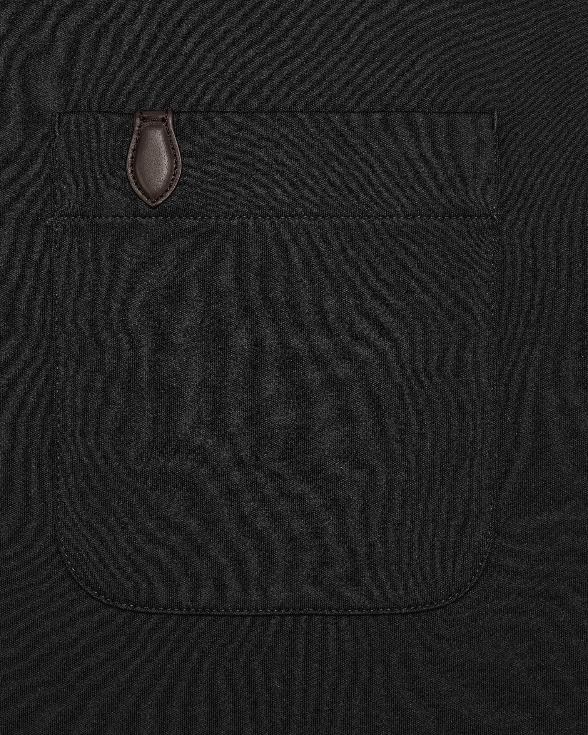 Pocket T-shirt with Leather Detail, Noir, Image 1