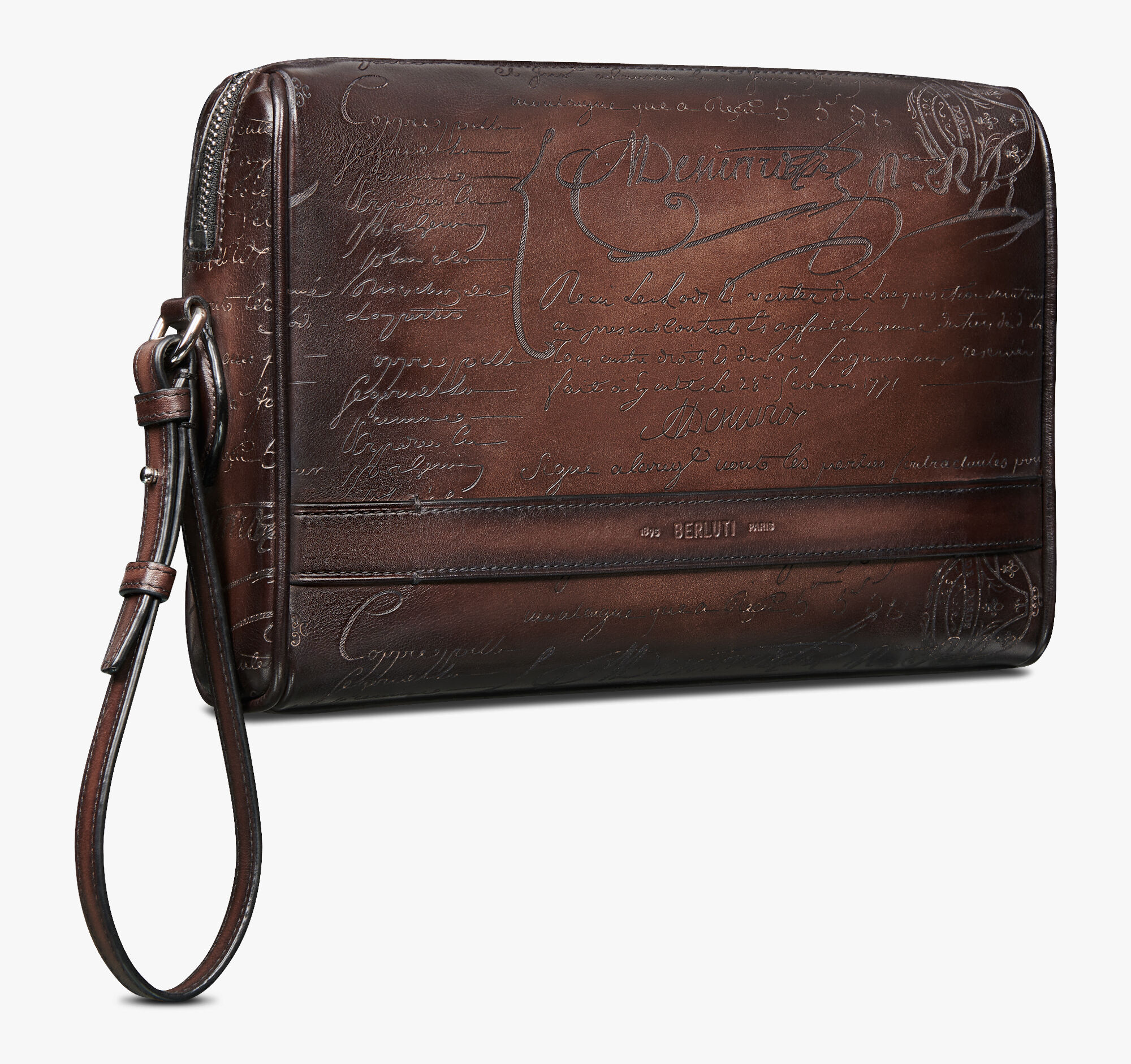 Rosewood Scritto Swipe Leather Pouch Berluti JP