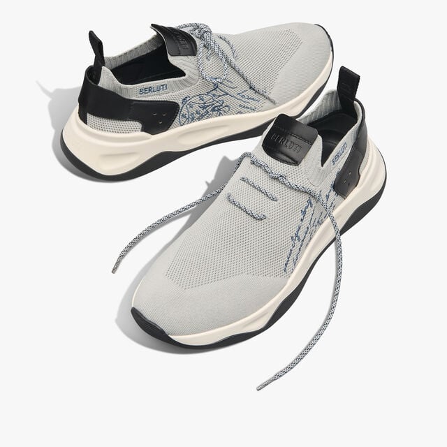 Shadow Scritto Knit And Lagoon Calf Sneaker, LIGHT GREY, hi-res 7