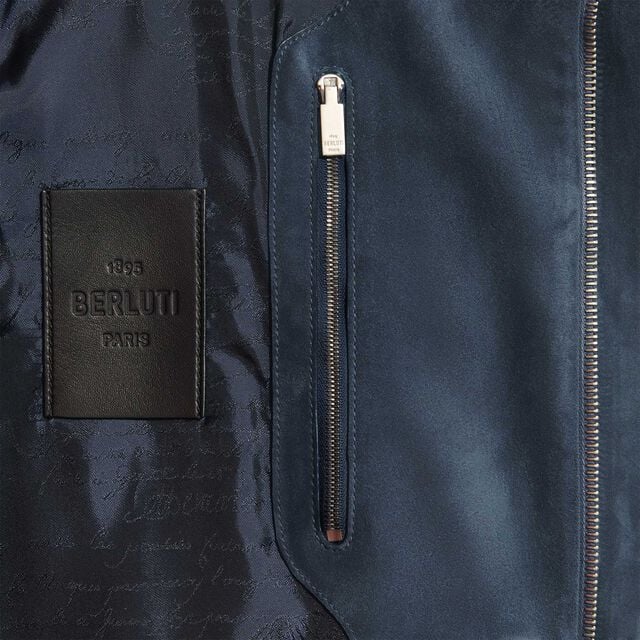 Blouson d'Aviateur en Suède, DIM BLUE, hi-res 8