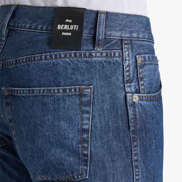 Denim Trousers With Scritto, BLUE DENIM, hi-res 5