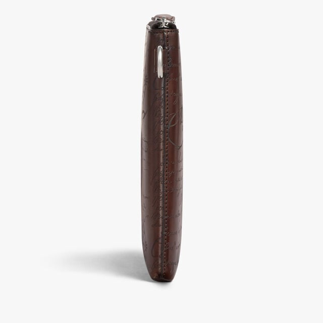 Nino GM Scritto Leather Clutch, CACAO INTENSO, hi-res 4