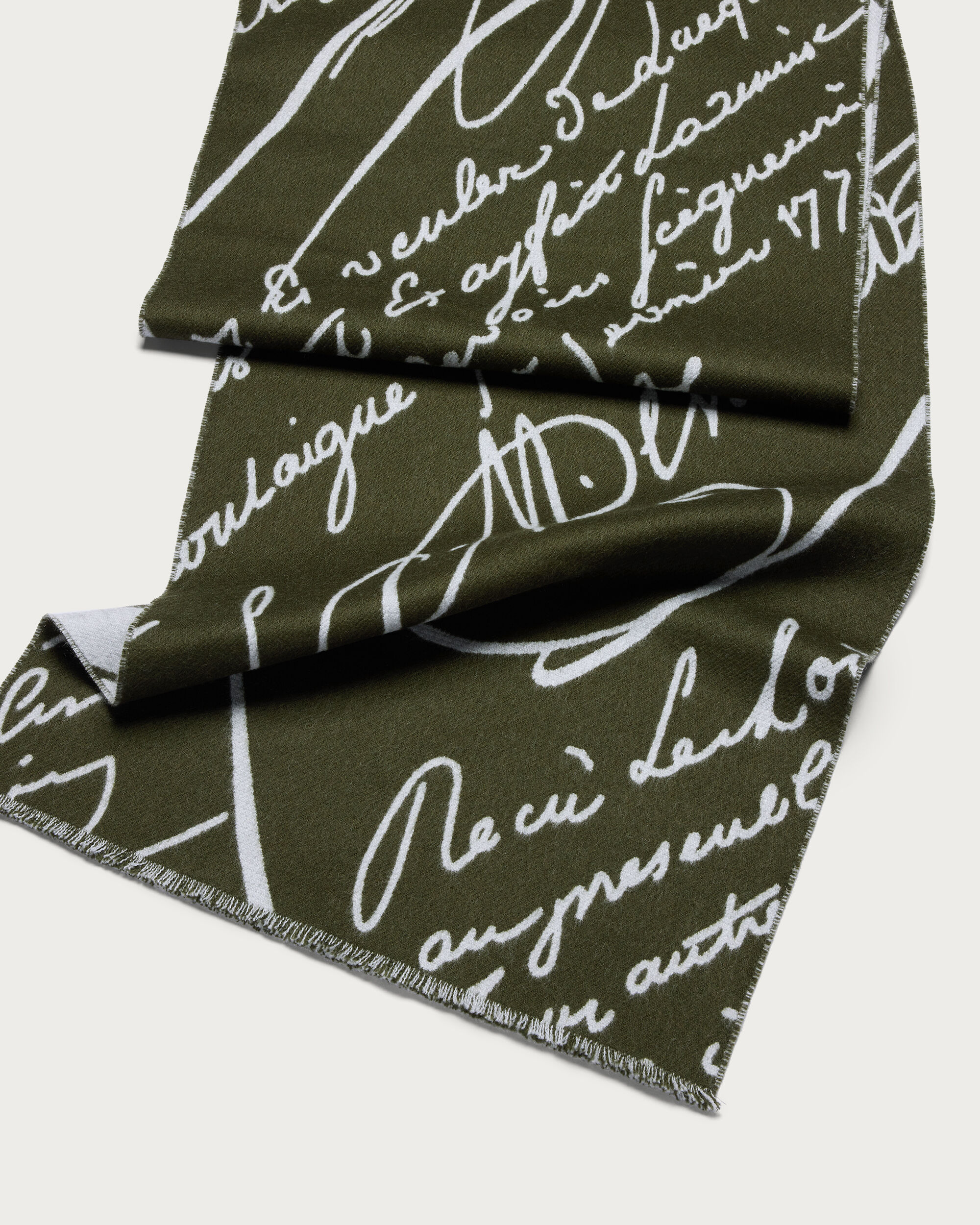 Scritto Pattern Scarf, Olive, hi-res