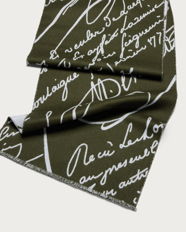 Scritto Pattern Scarf, Olive, hi-res