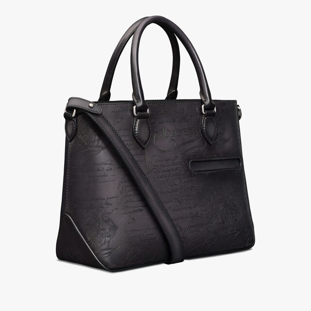 Toujours XS Scritto Leather Tote Bag, NERO GRIGIO, hi-res 2