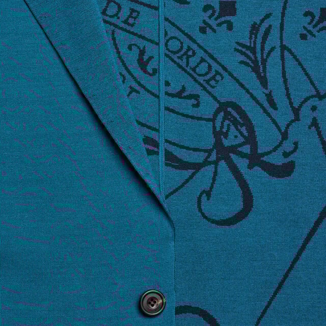Double Face Scritto Knitted Jacket, NILE BLUE, hi-res 7