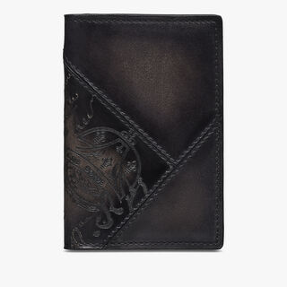 Jagua Patchwork Scritto Leather Card Holder, FLANEL, hi-res