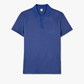 Jacquard Scritto Polo Shirt, VIBRANT BLUE, hi-res