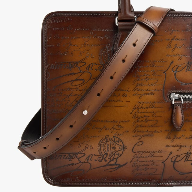Un Jour Mini Scritto Leather Briefcase, CACAO INTENSO, hi-res 9