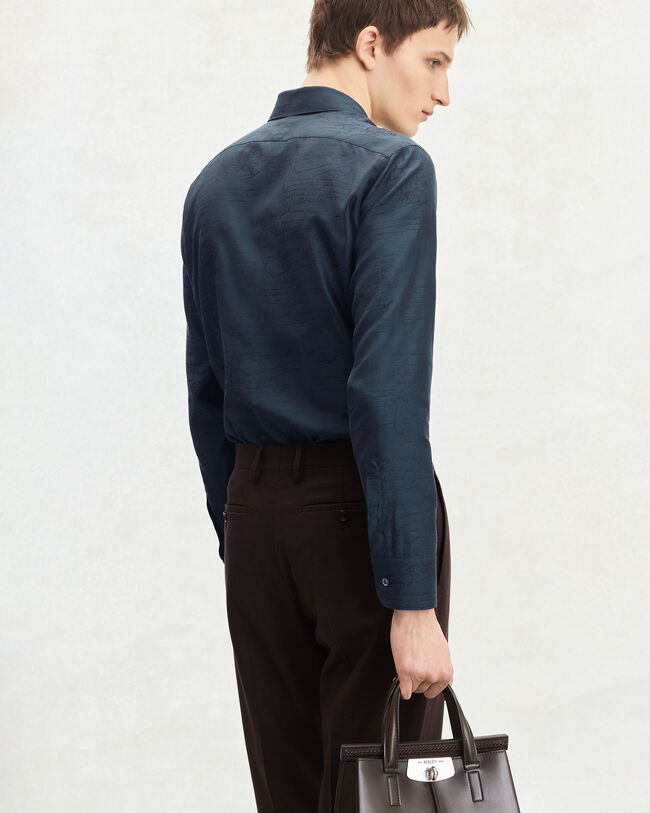 Andy Scritto Pattern Shirt, Cold Night Blue, hi-res