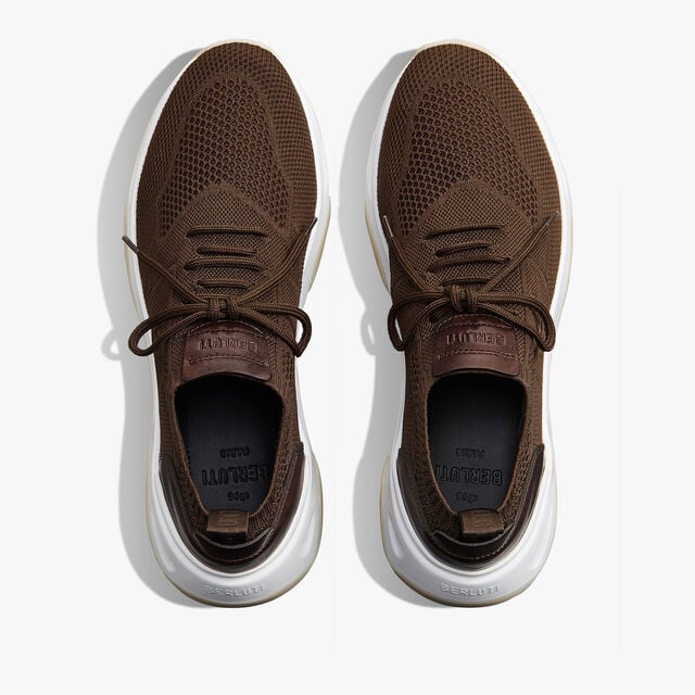 Sneaker Shadow En Maille Et Cuir De Veau, EARTH BROWN, hi-res 3