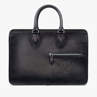 Un Jour Leather Scritto Briefcase, NERO GRIGIO, hi-res