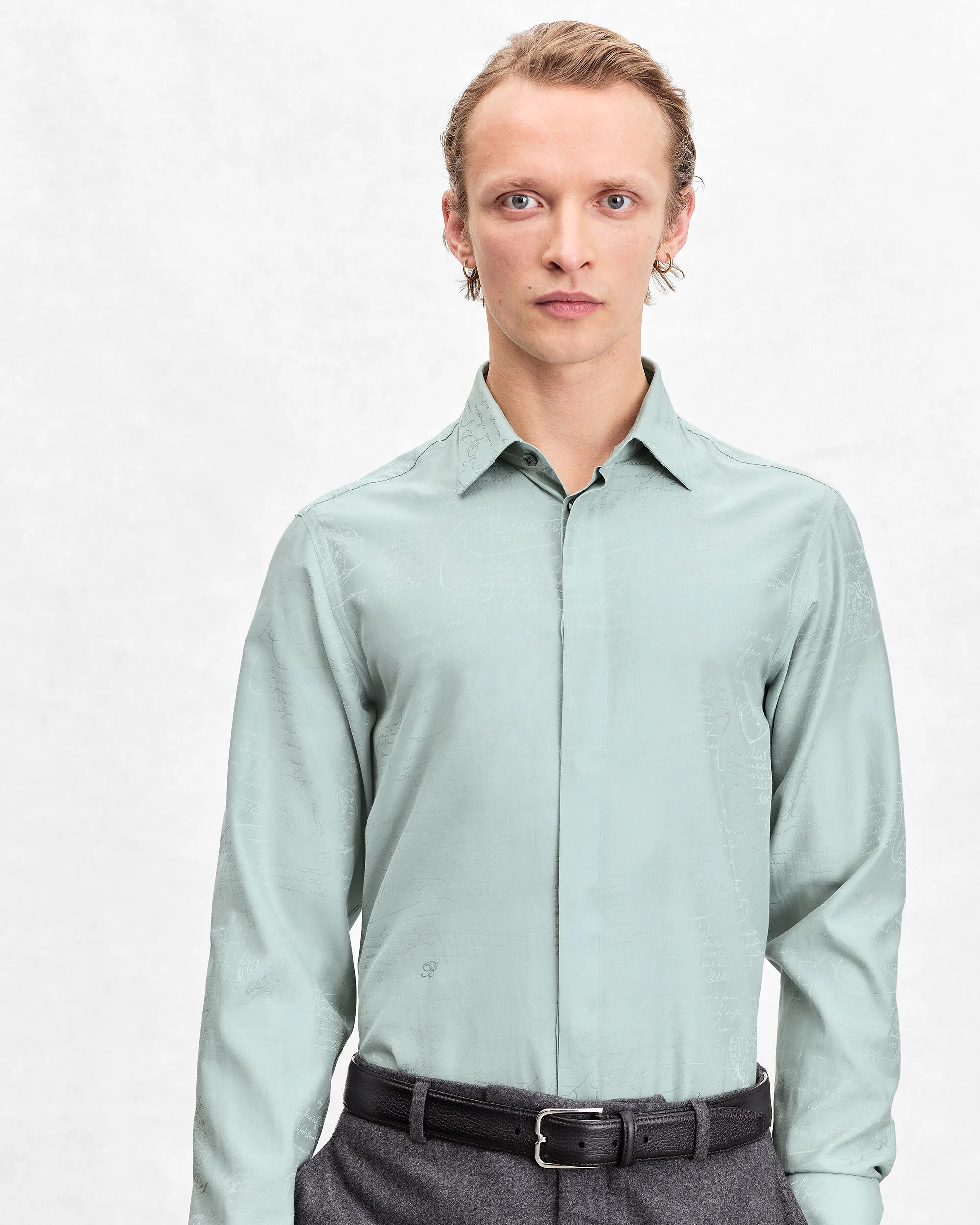 Andy Scritto Pattern Shirt, Duck Egg, hi-res