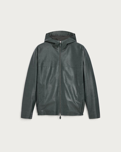 スクリットパターン フード ブルゾン, Dark Green, hi-res