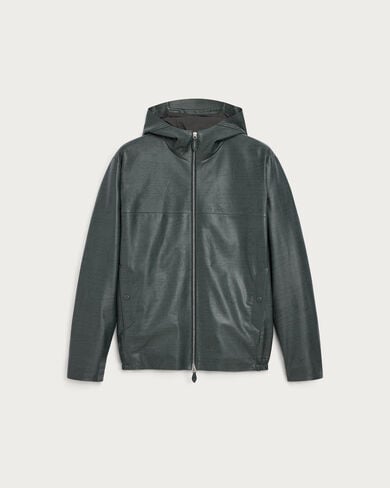 スクリットパターン フード ブルゾン, Dark Green, hi-res