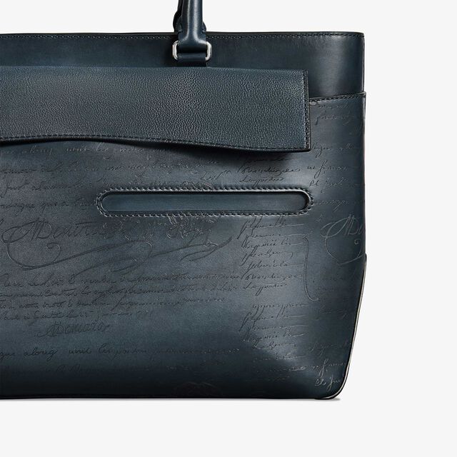 Toujours Mini Pocket Scritto Leather Tote Bag, BLU MINERALE, hi-res 5