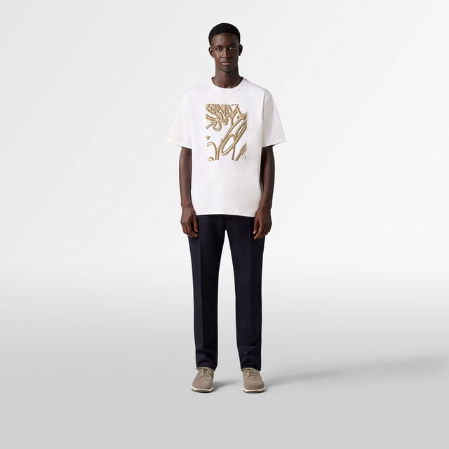 Frame Suede Effect Scritto T-Shirt, OPTICAL WHITE/SAND, hi-res 4