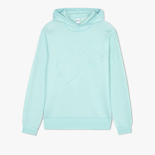 Silk Placed Scritto Pique Hoodie, SAGE, hi-res 1