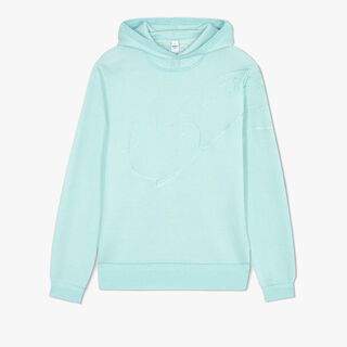 Silk Placed Scritto Pique Hoodie, SAGE, hi-res