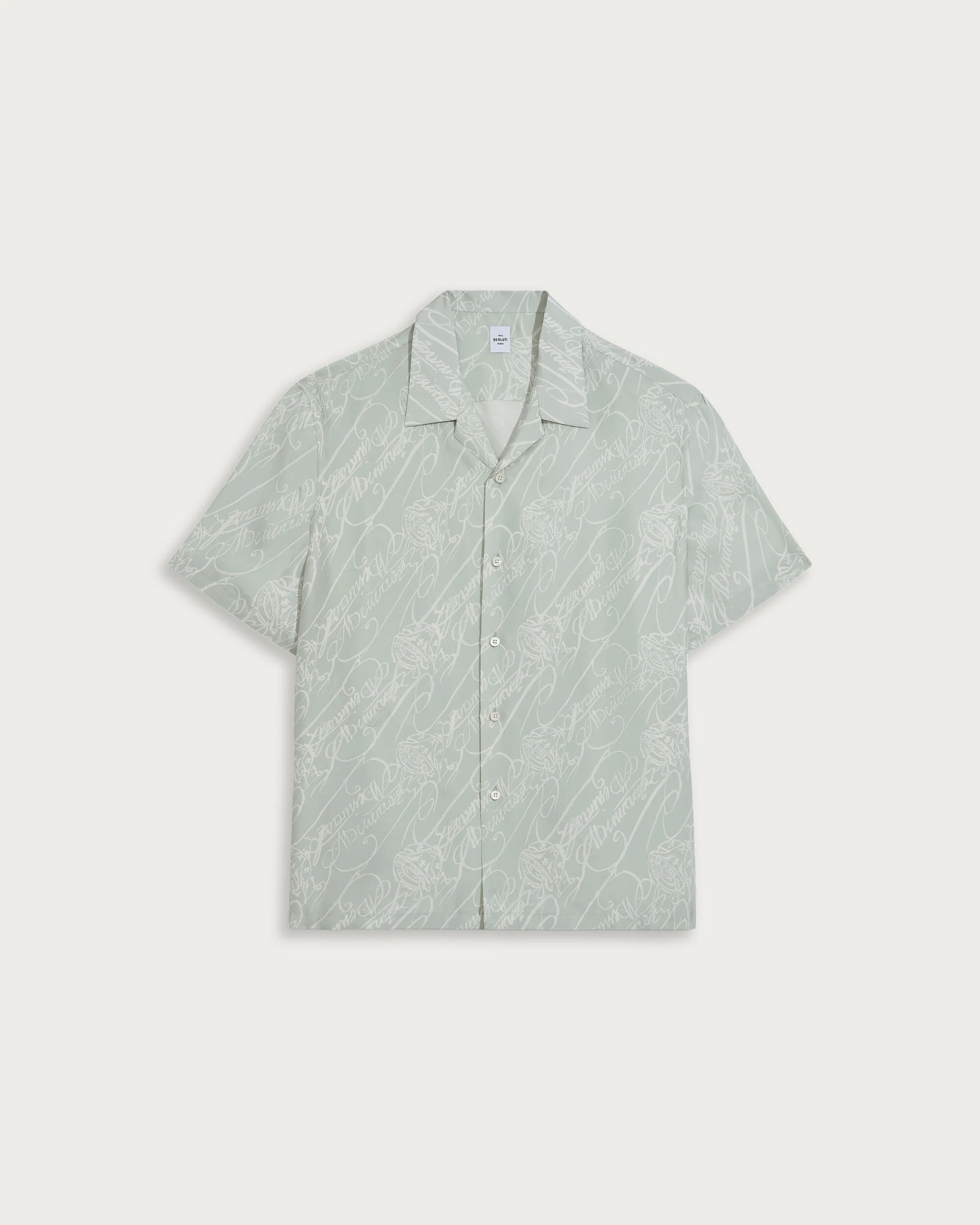 Scritto Pattern Short-Sleeves Shirt, Celadon Scritto, hi-res