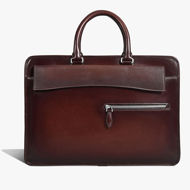 Un Jour Pocket Leather Briefcase, LEGNO BRUCIATO, hi-res 1