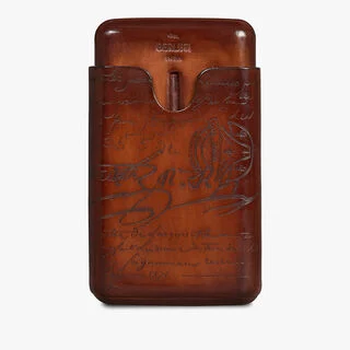 Cigar Case 4 Scritto Leather, CACAO INTENSO, hi-res