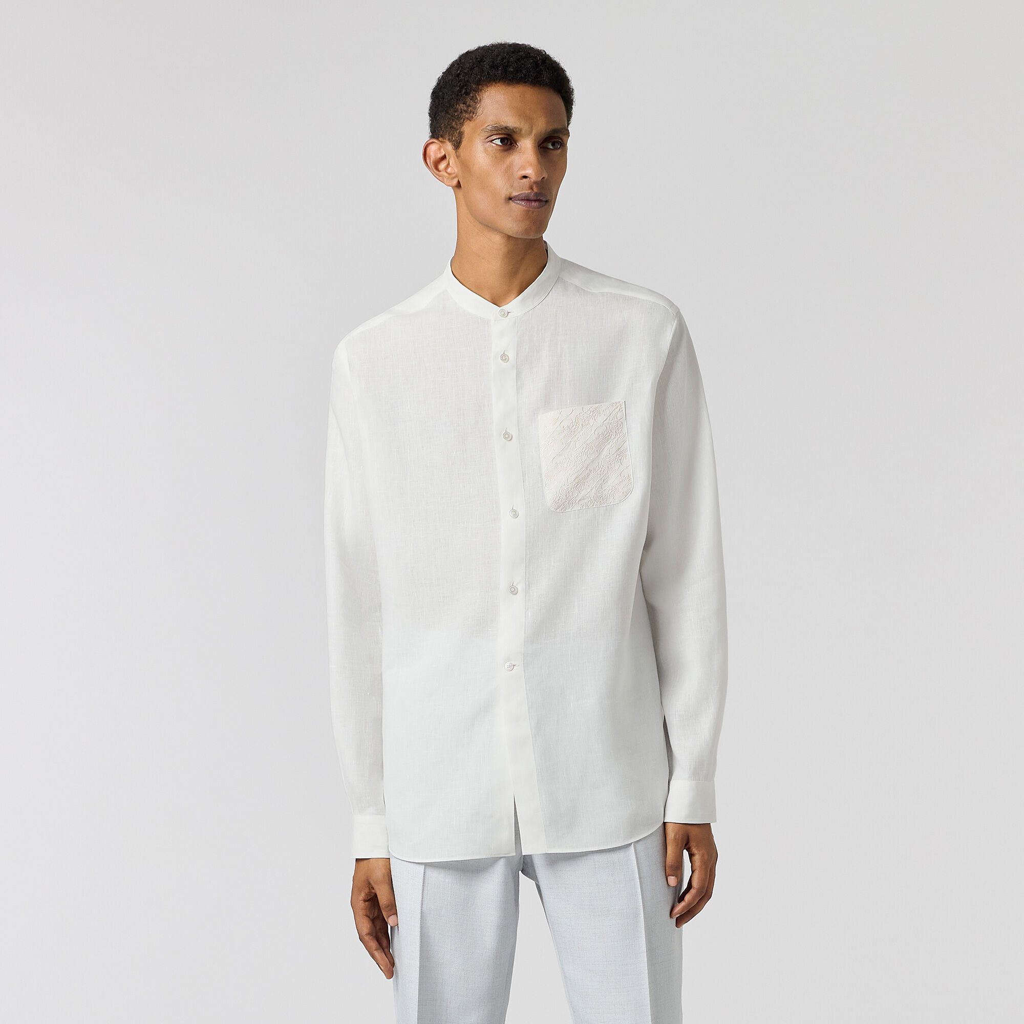 リネン オフィサー カラーシャツ | ベルルッティ JP