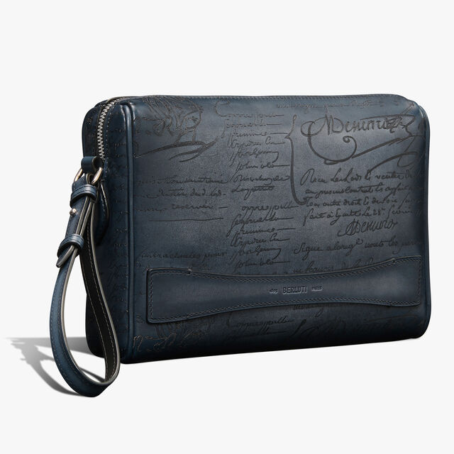 Rosewood Scritto Leather Pouch, BLU MINERALE, hi-res 3