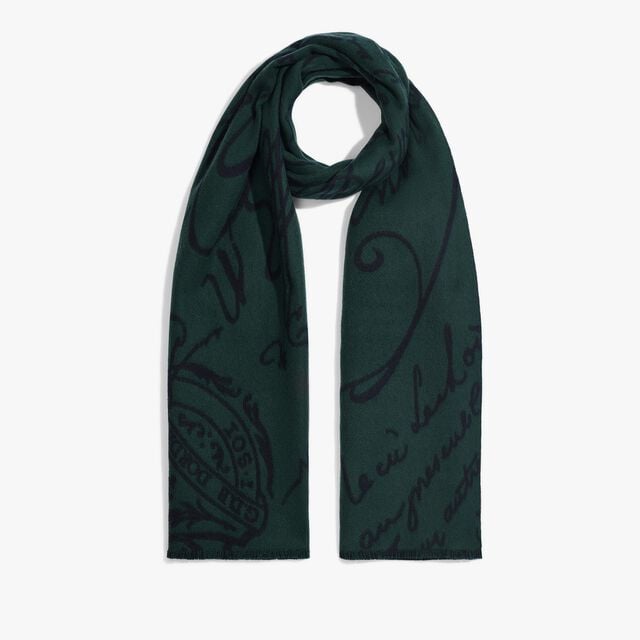 Wool Scritto Scarf, DEEP GREEN, hi-res 1