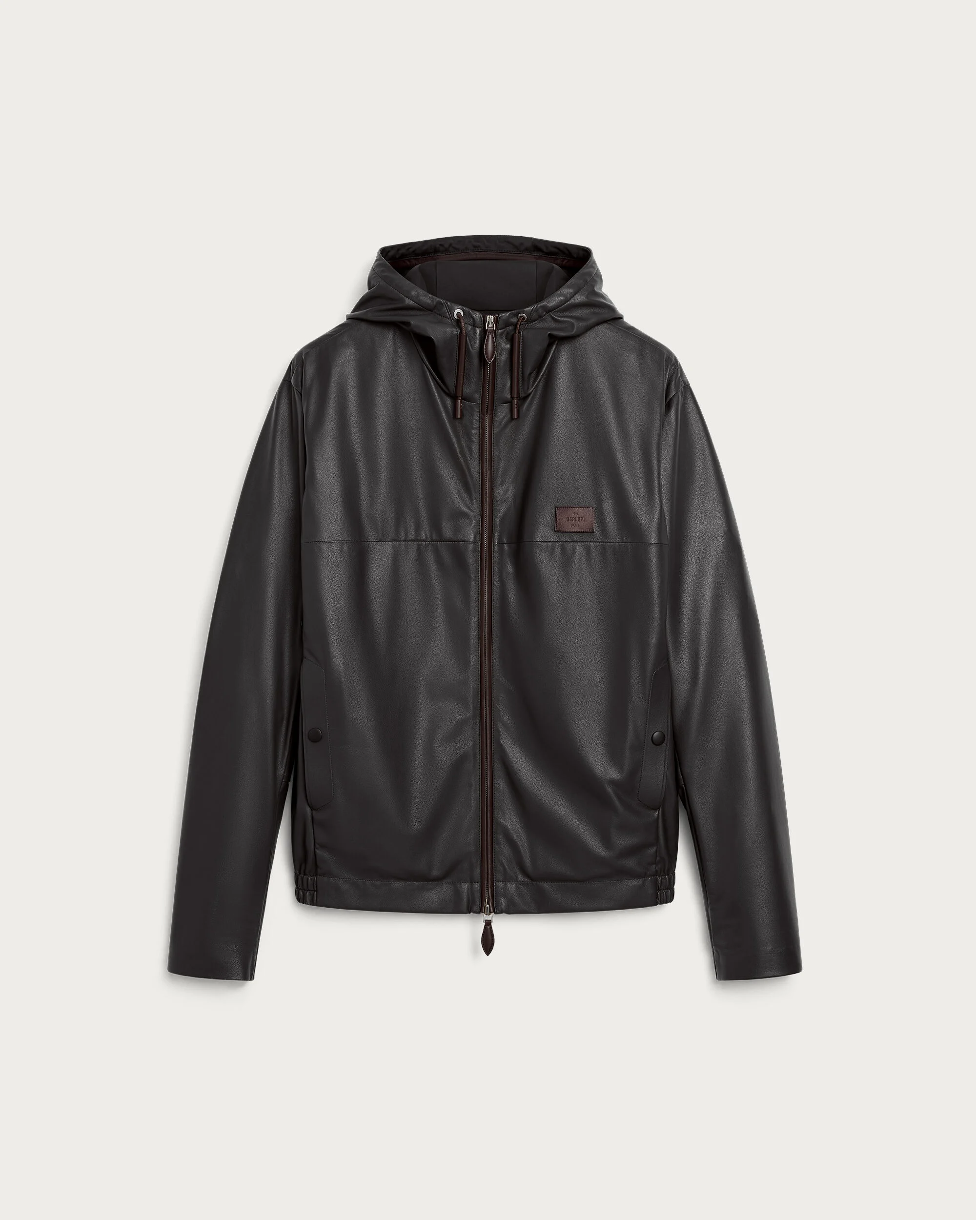 Ultralight Fly Leather Hooded Blouson, Noir, hi-res