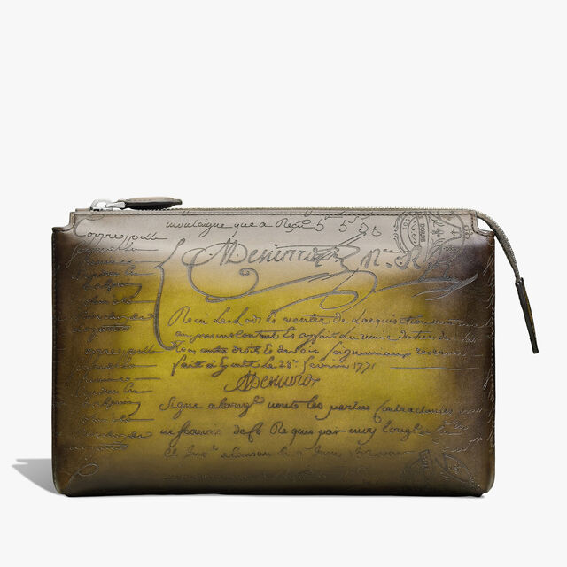 Pochette Zippée Tersio En Cuir Scritto, JUNGLE GREEN, hi-res 3