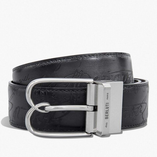 Ceinture Réversible B Volute 35 Mm En Cuir Scritto, BRICK + NERO GRIGIO, hi-res 1