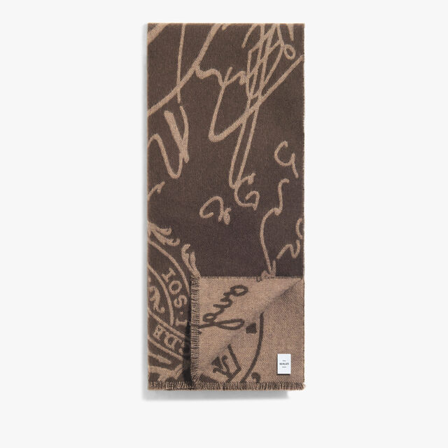Écharpe Scritto en Laine, SIGNATURE BROWN, hi-res 2