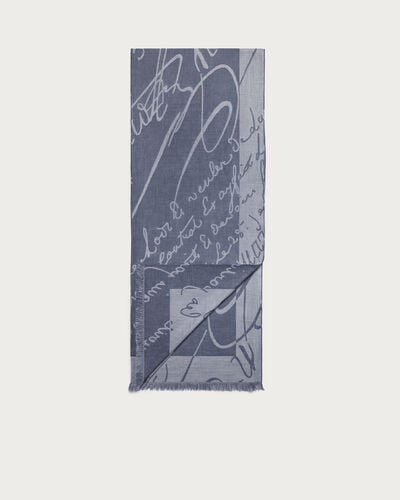 Giant Scritto Pattern Scarf, Cloudy Blue, hi-res