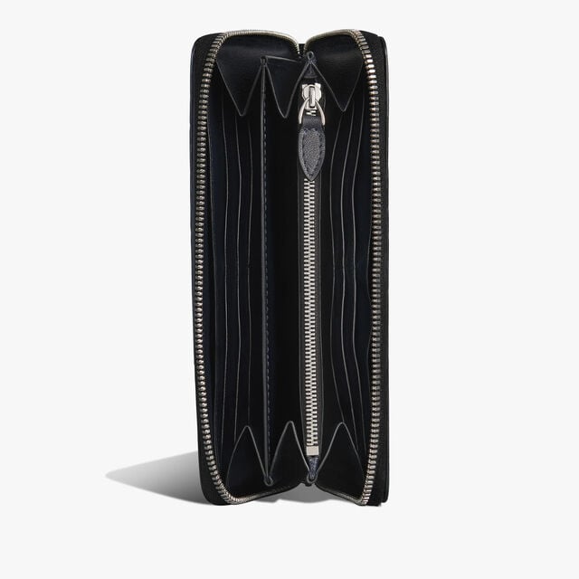 Itauba Scritto Leather Long Zipped Wallet, NERO GRIGIO, hi-res 3