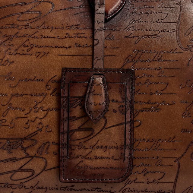Jour Off MM Scritto Leather Travel Bag, CACAO INTENSO, hi-res 8