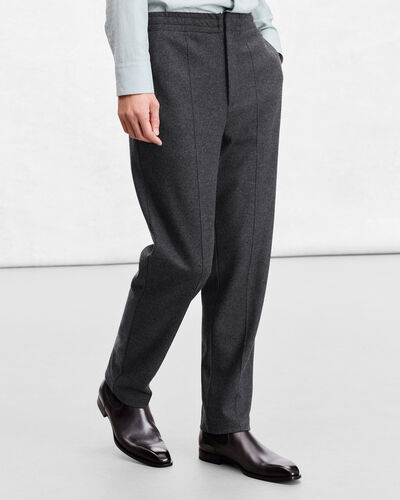 Jersey Pants with Leather Detail, Dark Grey Melange, hi-res