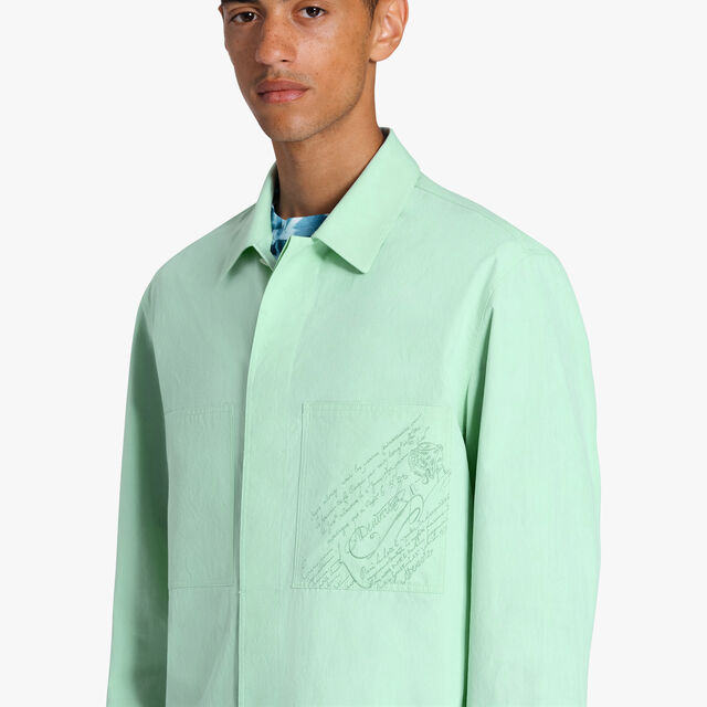 Cotton Workwear Overshirt With Scritto Pocket, SAGE, hi-res 6