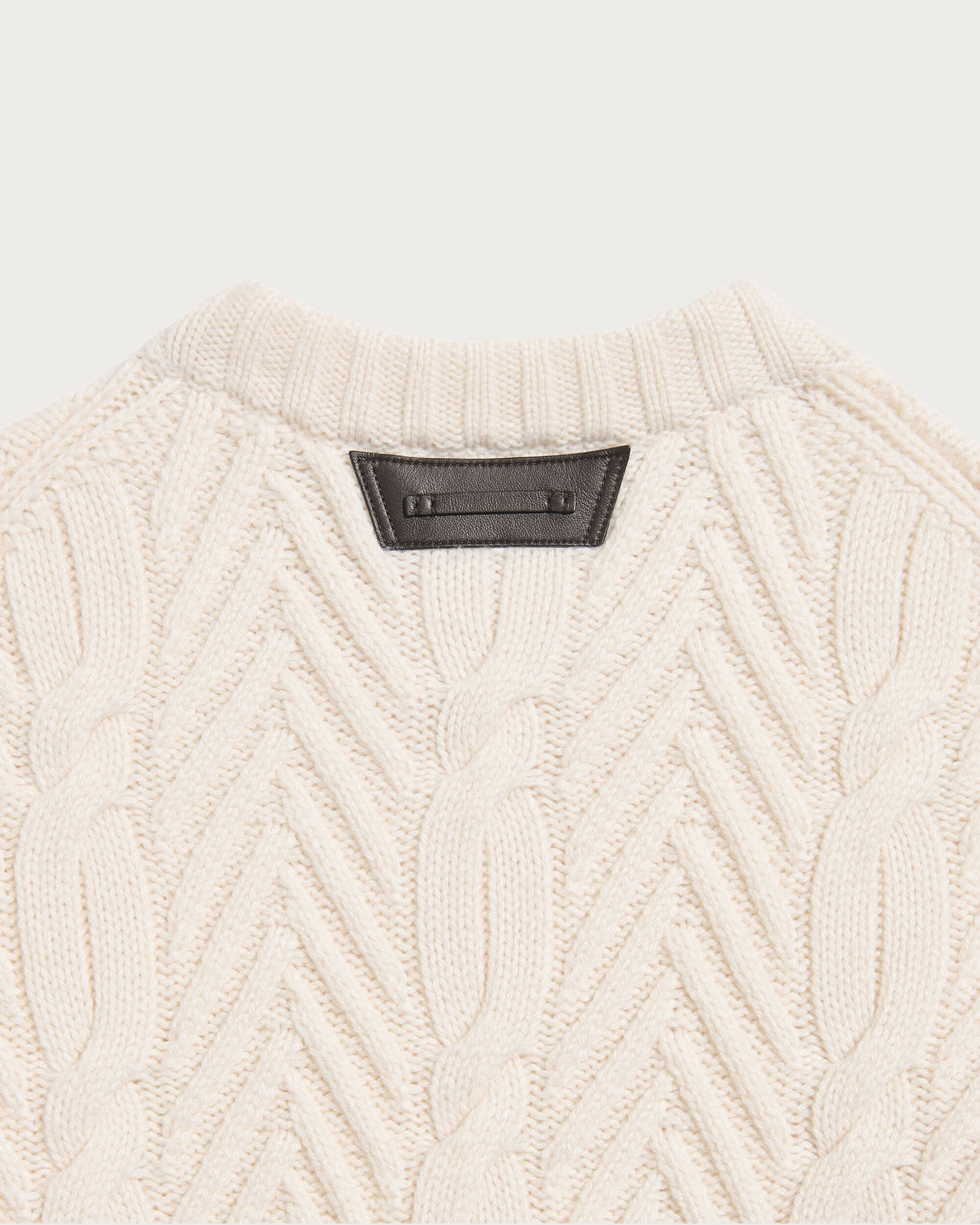 Winter Cable Knit Crewneck, Shell, hi-res