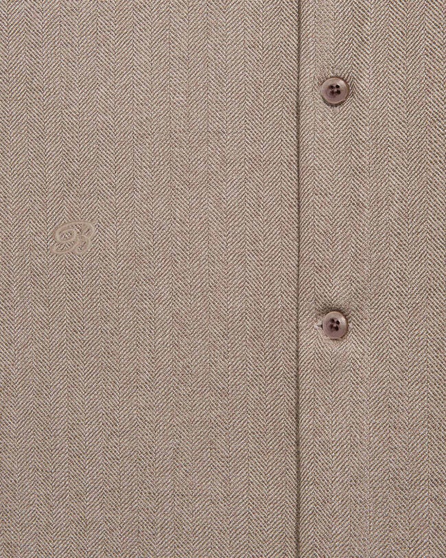 Herringbone Casual Shirt, Light Taupe, hi-res