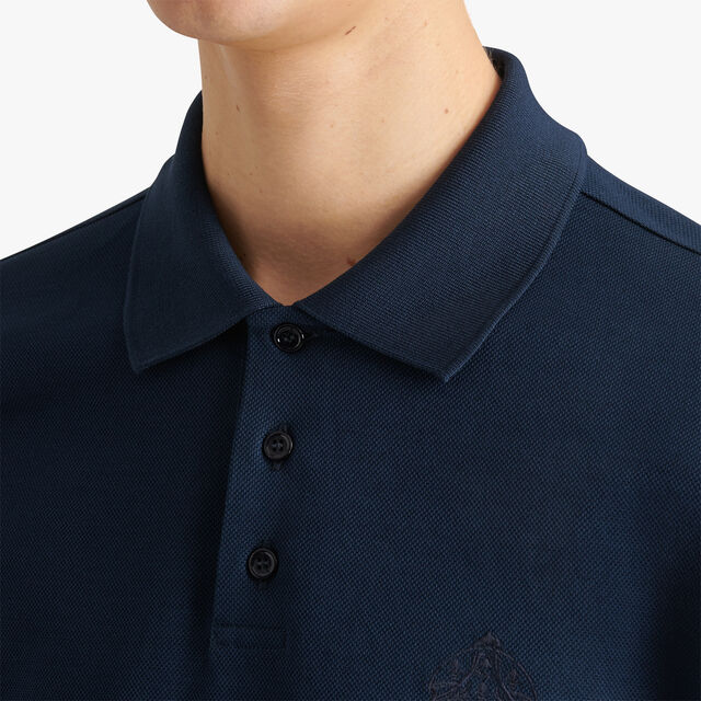 Polo Shirt With Embroidered Crest, ATLANTIC BLUE, hi-res
